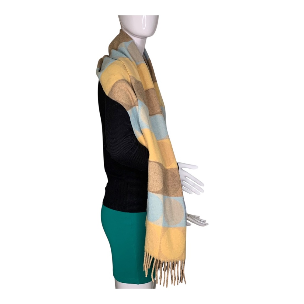 Fringe Scarf Checkered Pattern with Large Polka D… - image 3